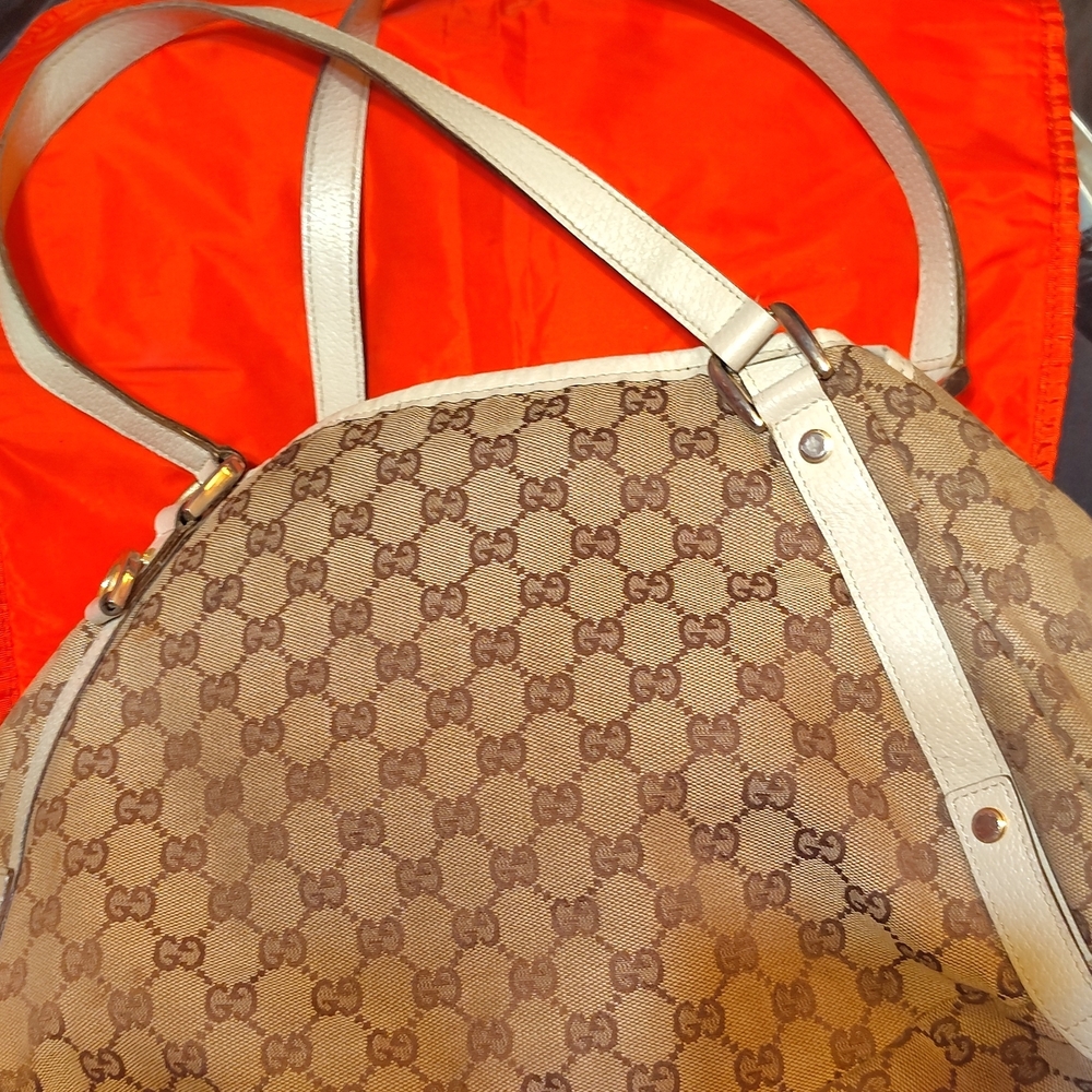 Gucci Brown GG Canvas Tote with Cream Leather Trim - Picture 5 of 5